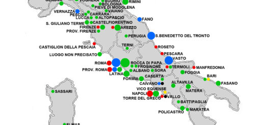 Mappa dell'Italia con gli episodi di omofobia noti dal 17 maggio 2020 al 17 maggio 2021.