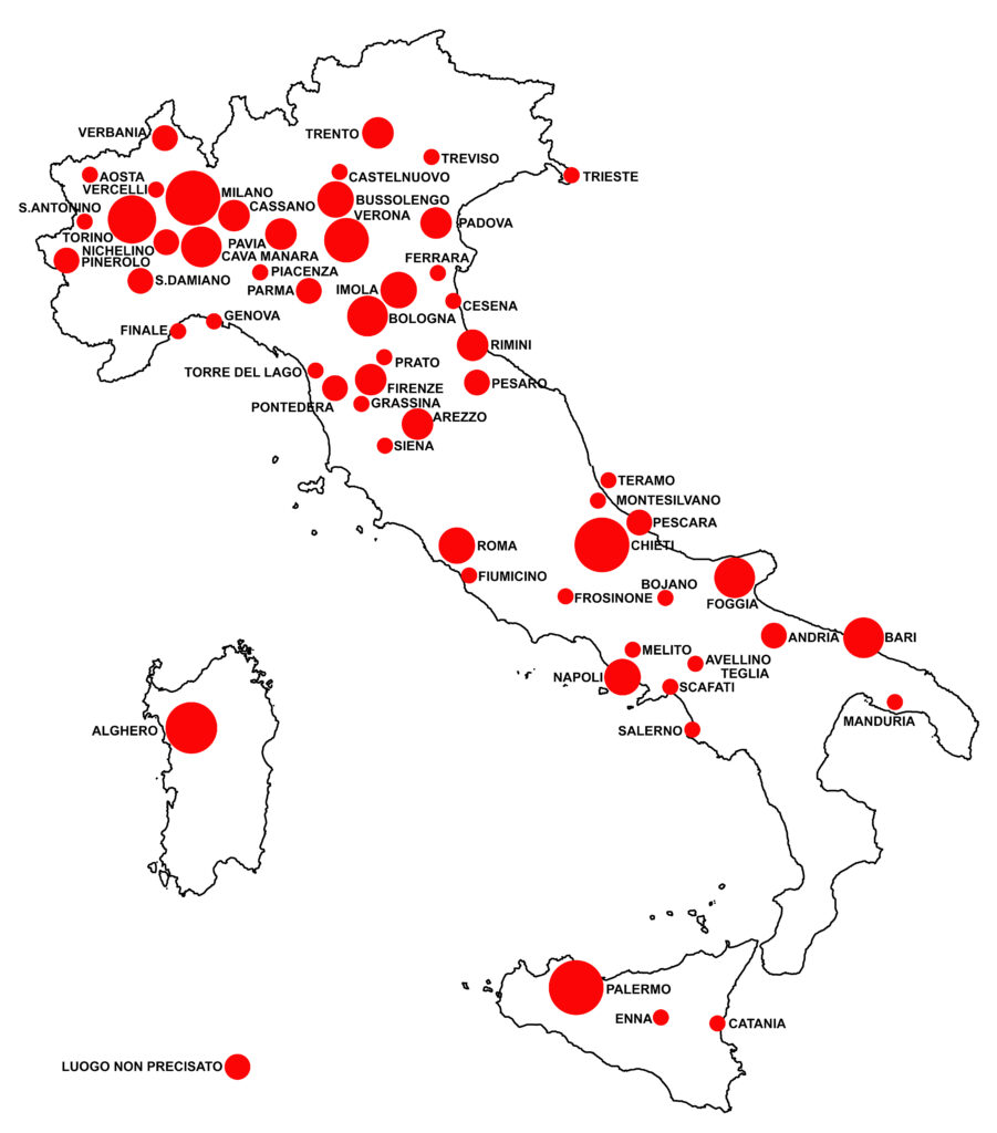 Cartina con la mappa dell'omofobia in Italia nell'anno 2022