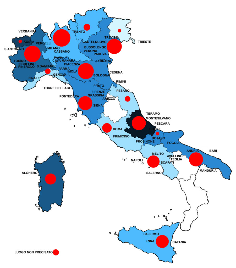 Distribuzione delle vittime di omofobia per area geografica